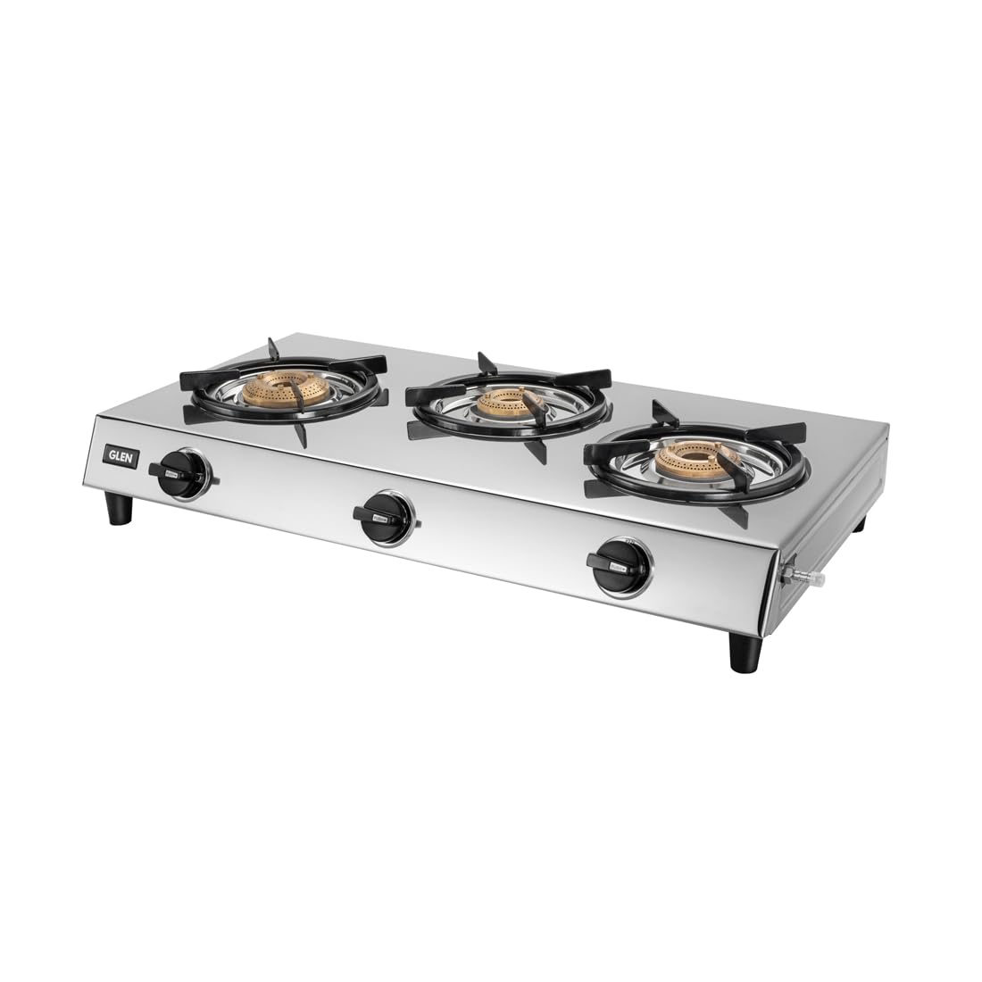 3 Burner Stainless Steel Gas Stove with High Flame Brass Burner (Rectangular)
