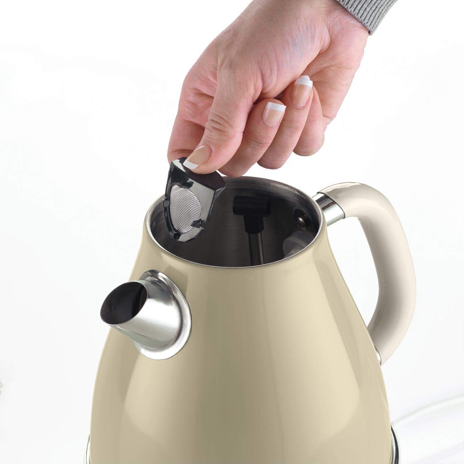 Ariete 2869 Vintage Electric Kettle Stainless Steel, 1.7 L Auto Switch Off, 2000 W, for Water, Tea and Herbal Teas Pastel Beige