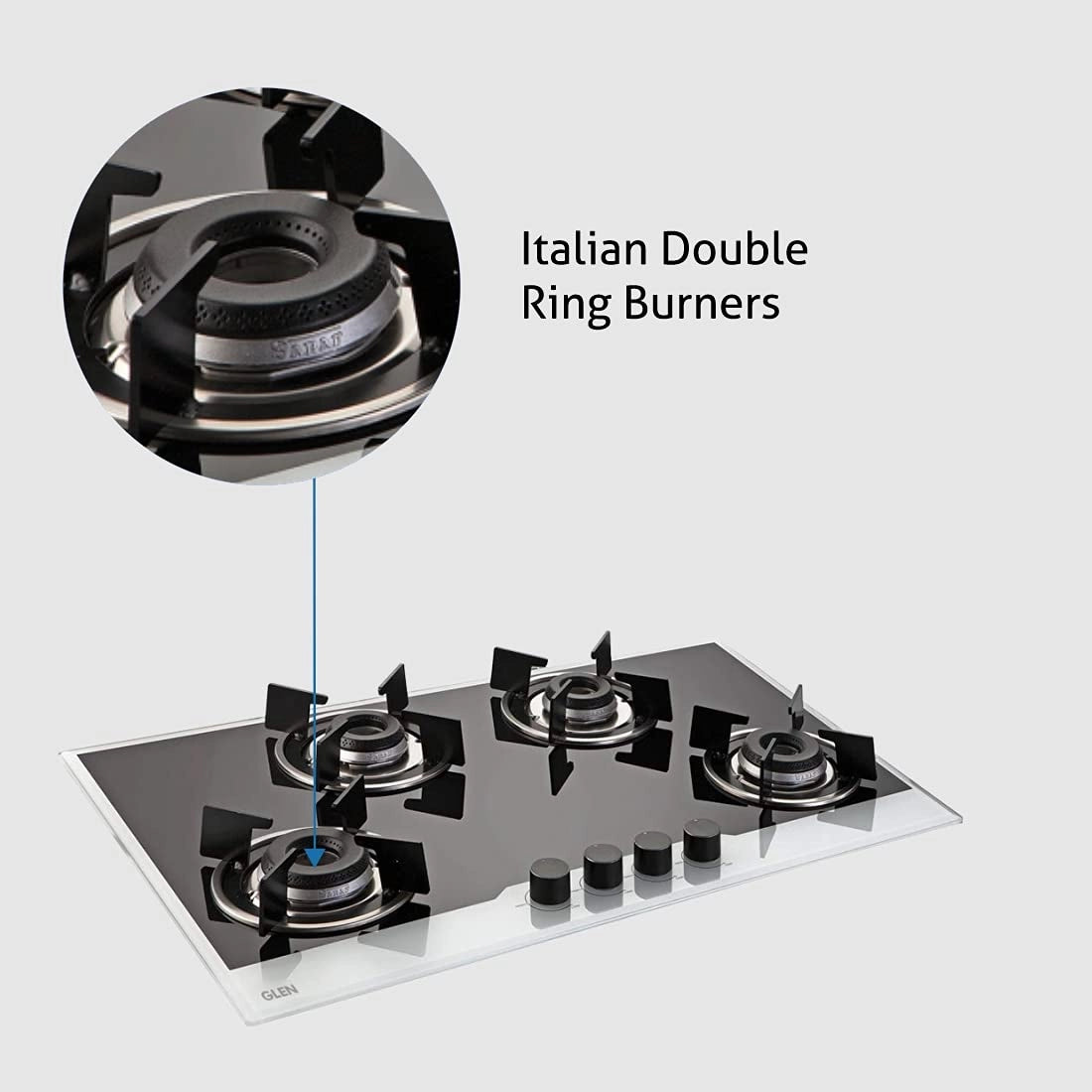 Glen GL 1074 IN BW Built In Hob 4 Burner Integrated Auto Electric Ignition