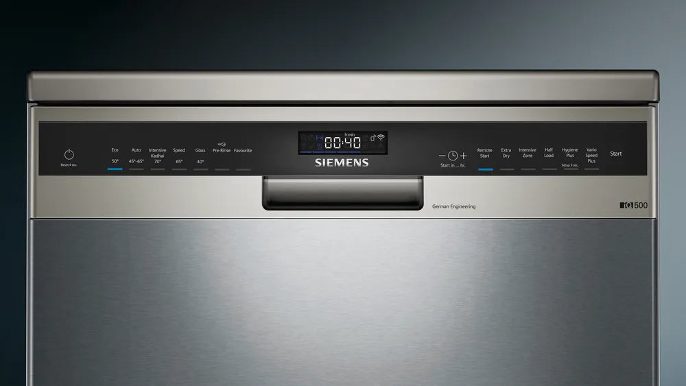 Siemens 14 Place Settings iQ500 free-standing dishwasher (SN25HI00VI, Fingerprint free steel)