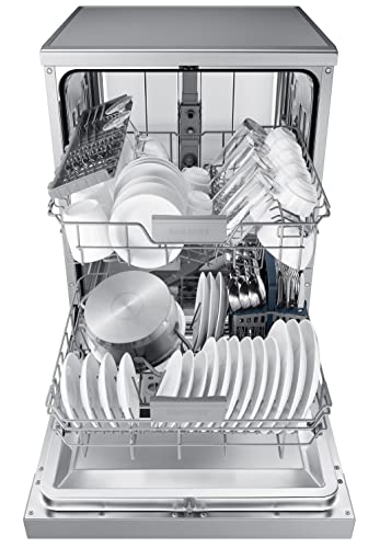 Samsung 13 Place Setting Freestanding Dishwasher with Intensive Wash (DW60M6043FS/TL), Ice blue, Stainless Steel Tub, Hygiene Clean, Height Adjustable Rack)