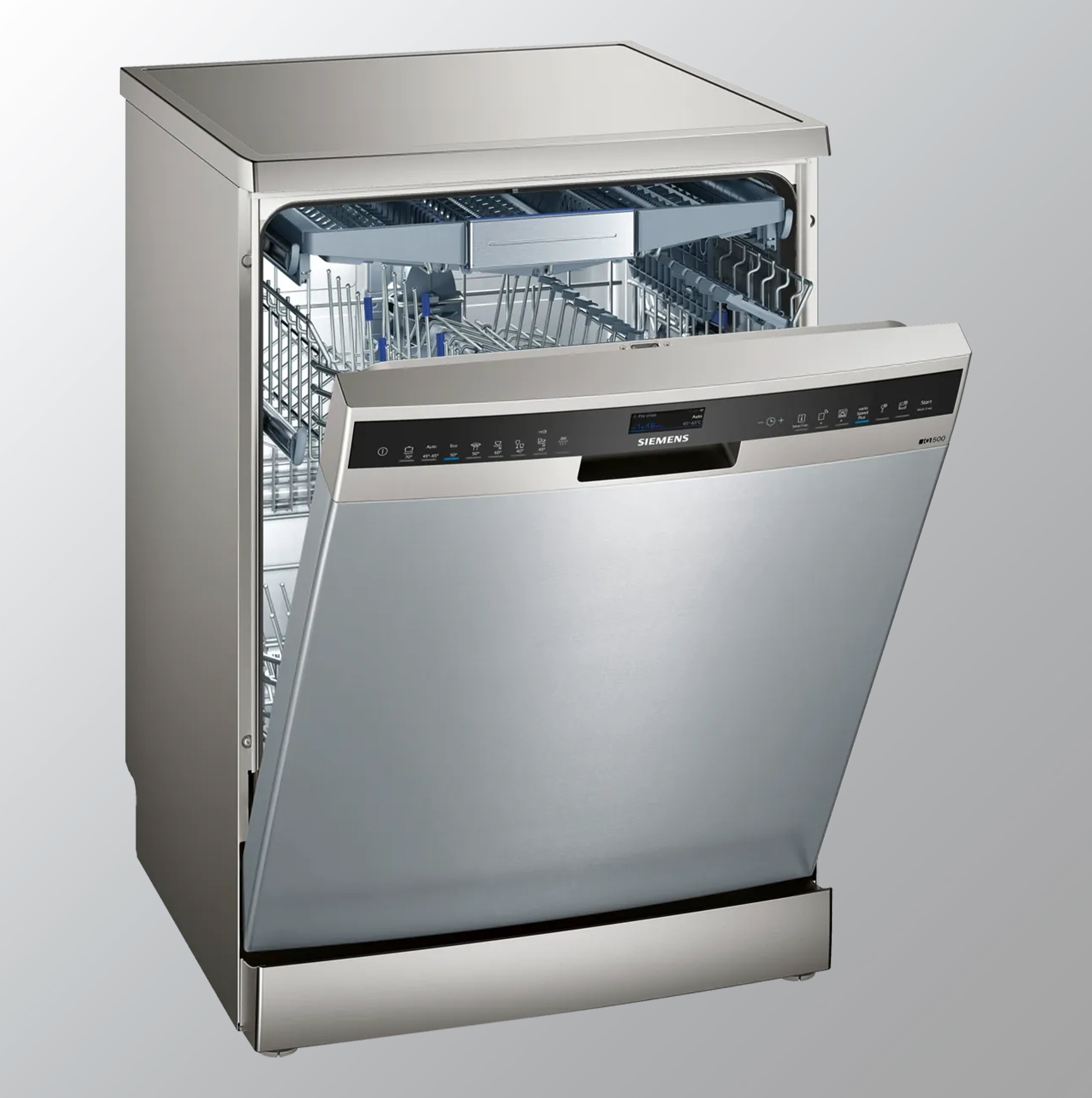 Siemens iQ500 free-standing dishwasher 60 cm silver inox SN258I06TE