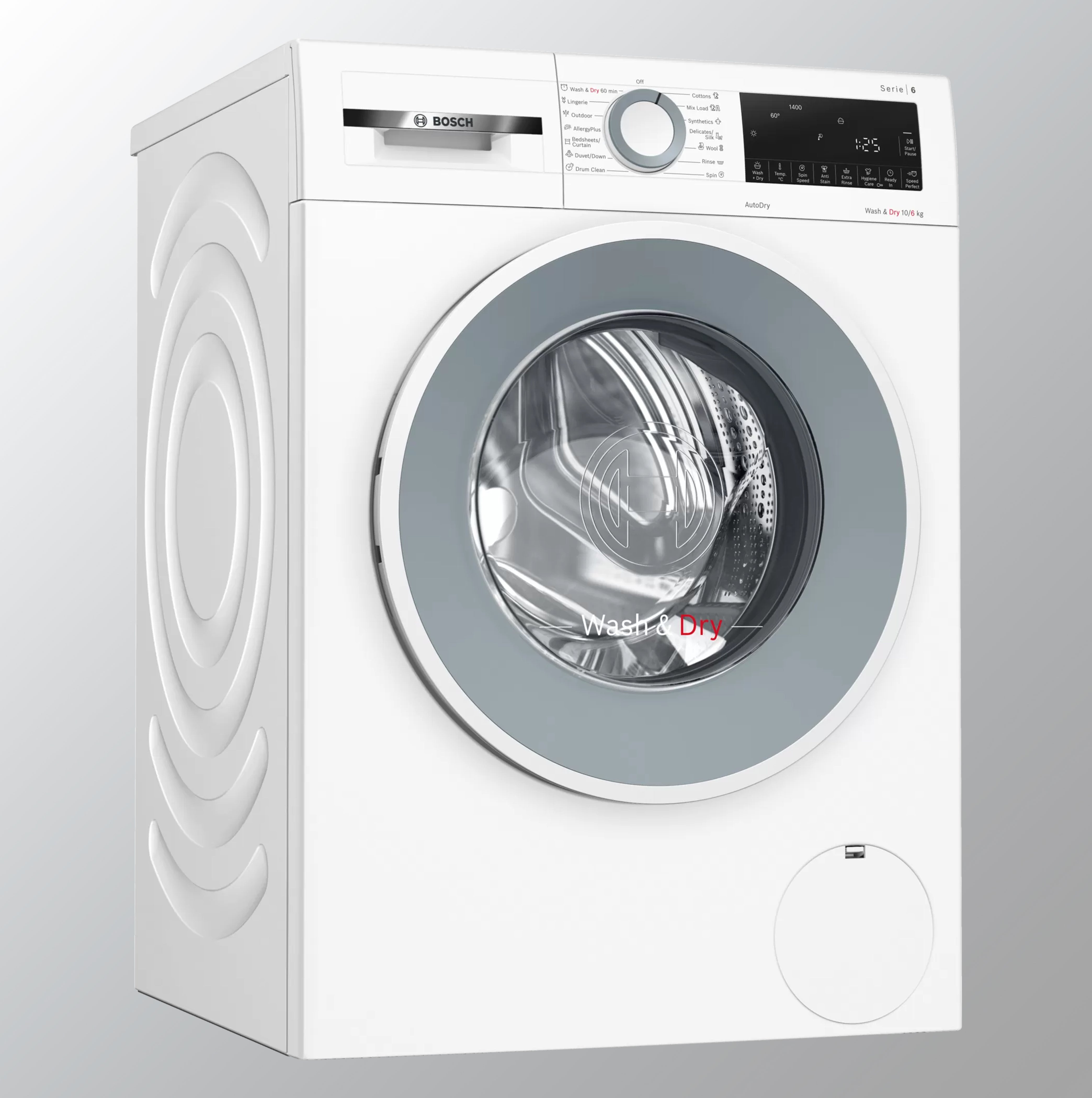 Bosch 10Kg/6Kg Inverter Washer Dryer (WNA254U0IN, In Built Heater, Large LED Display,Eco Projection, White Colour)