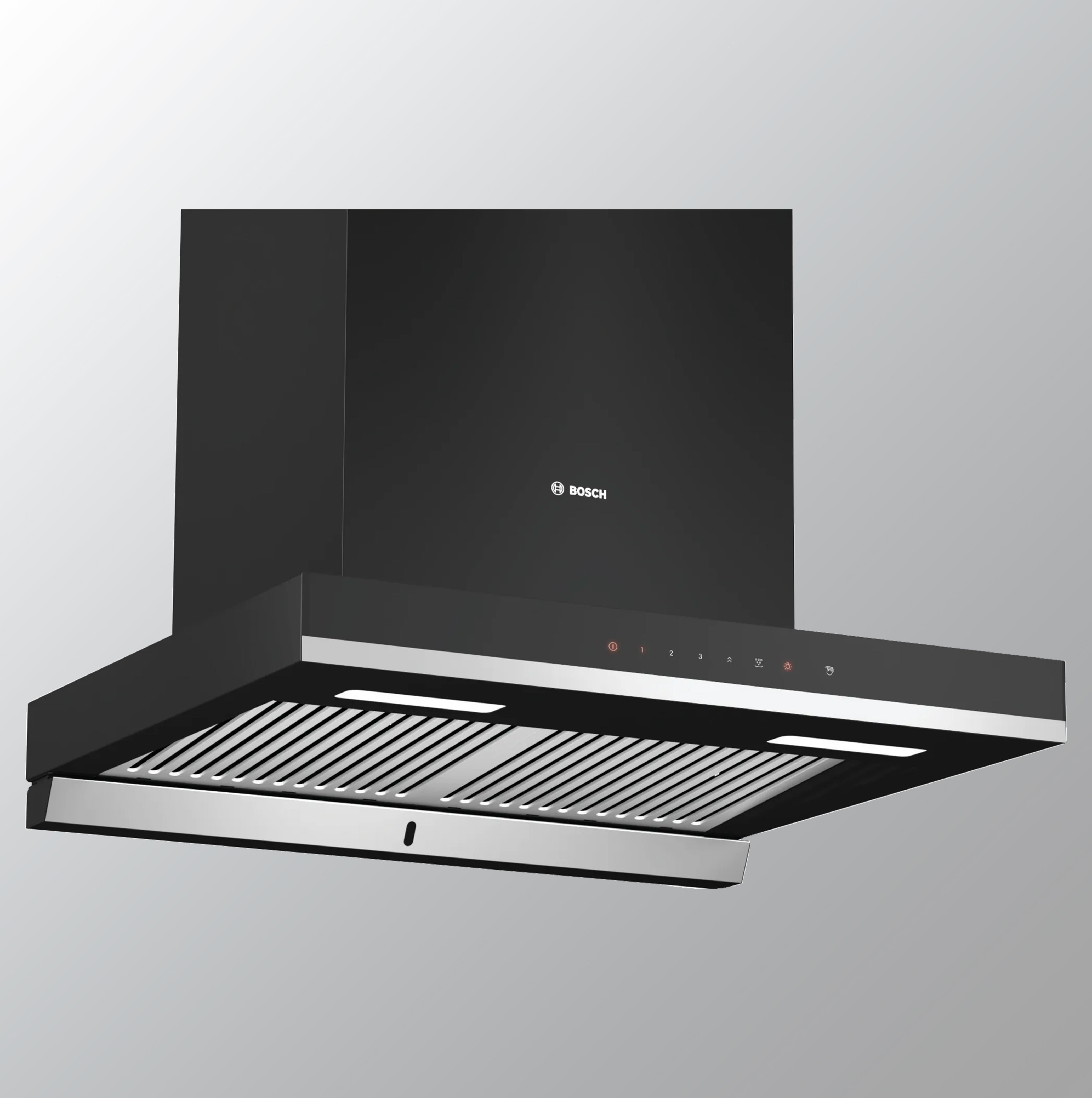 Bosch 60 cm Self Clean Technology glass Kitchen Chimney (HOOD DWBA68J60I, Oil collector Filter technology, Touch Control, Black) (DWBA68J60I)