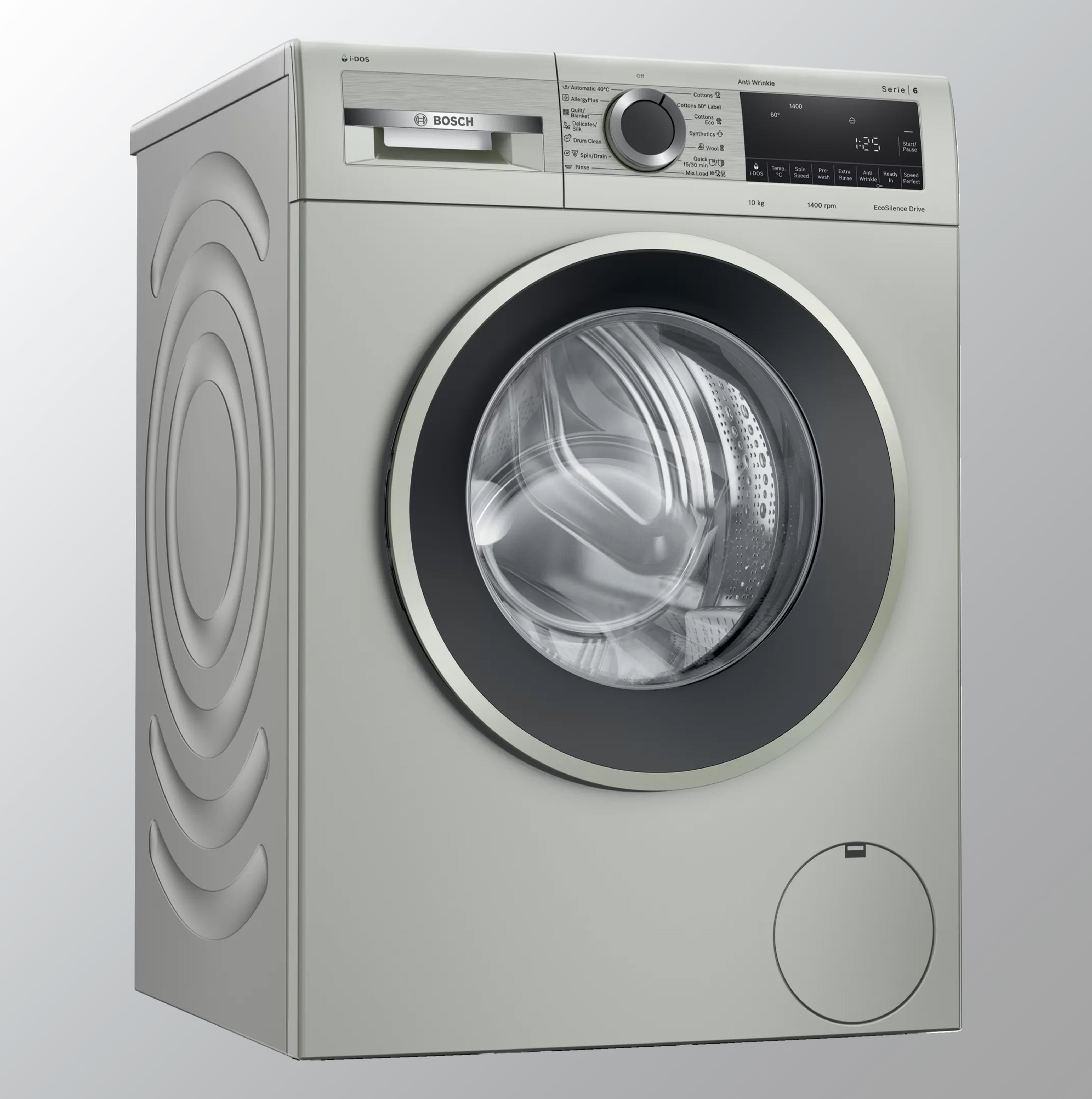 Bosch 10 kg Inverter Fully-Automatic Front Loading Washing Machine WGA254AVIN, Silver Inox, Inbuilt Heater)
