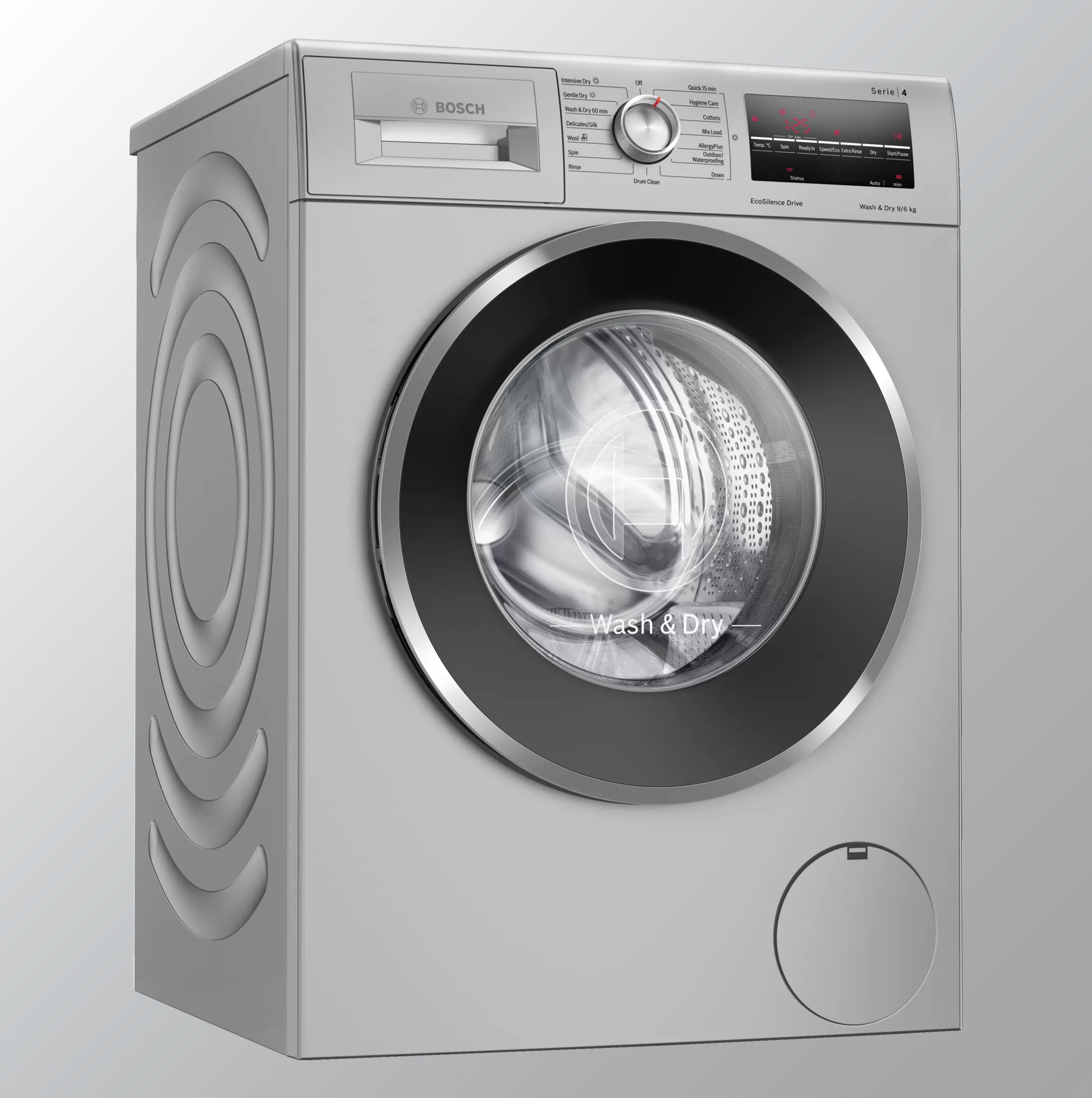 Bosch 9 KG /6 KG Inverter Washer Dryer (WNA14408IN, Silver, Inbuilt Heater 1400 RPM)