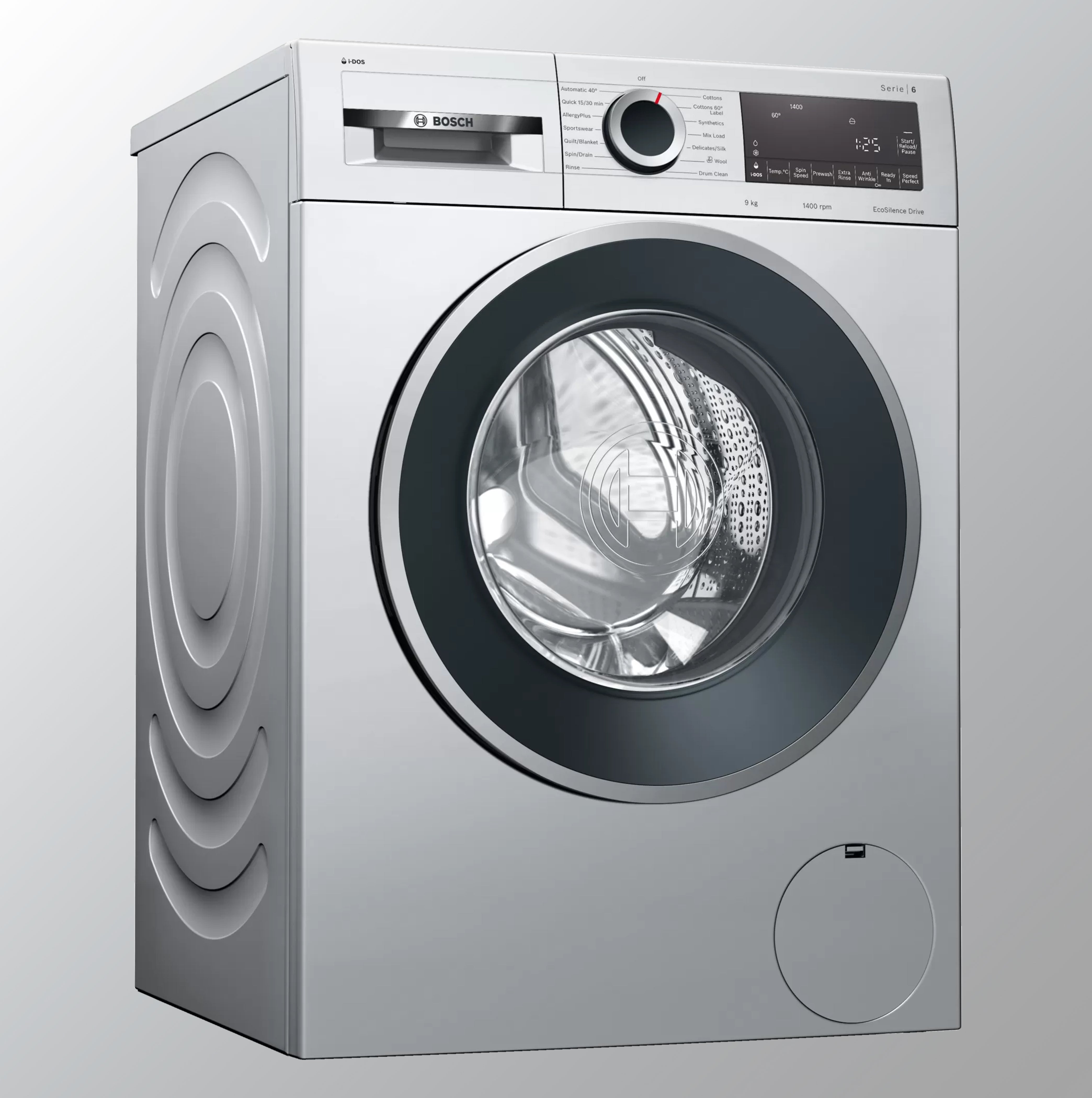 Bosch 9 kg Inverter Fully-Automatic Front Loading Washing Machine (WGA244ASIN, 1400RPM, Silver)