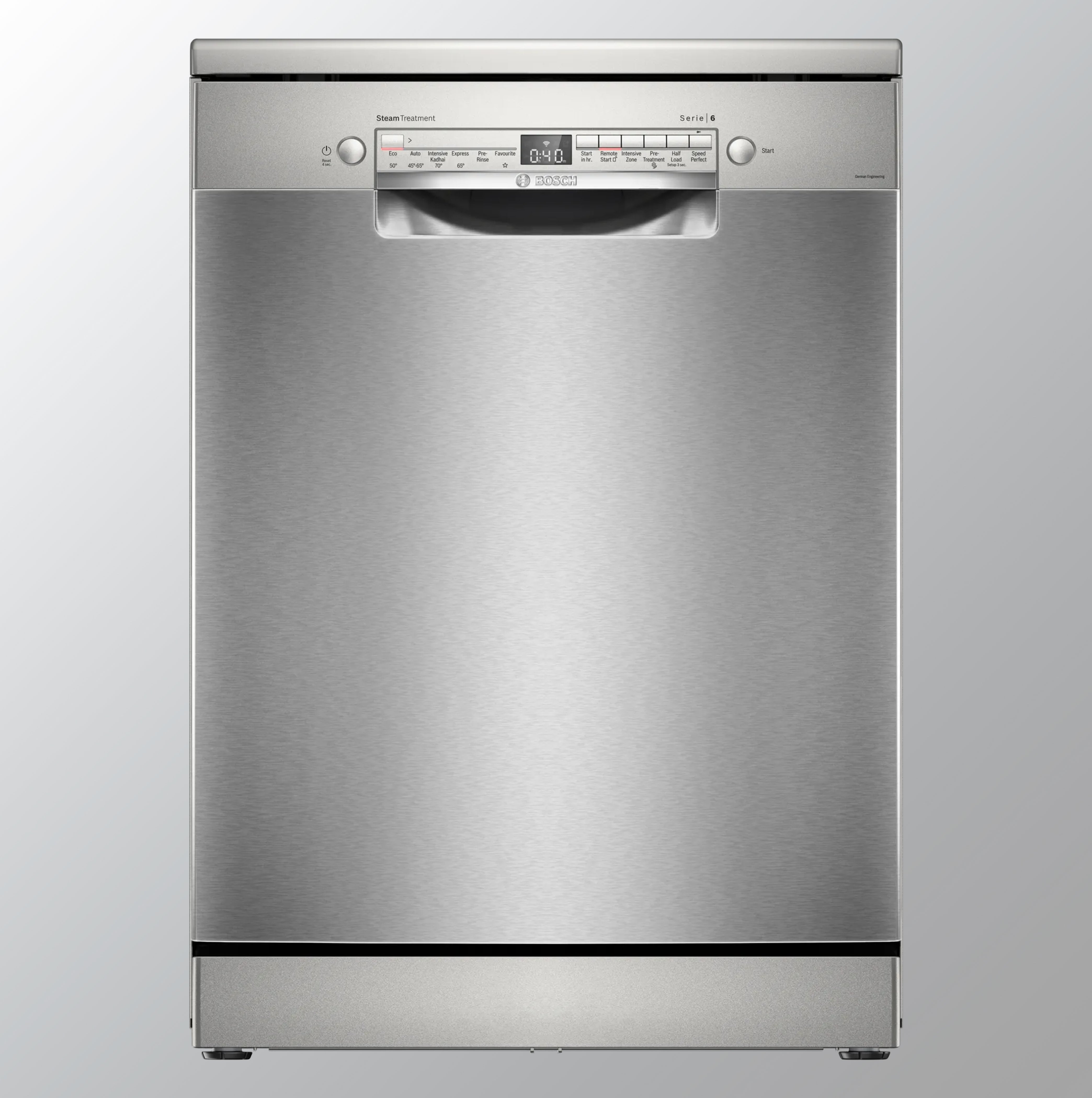 Bosch Series 6 14 Place Settings Free-standing Dishwasher (SMS6IKI01I, 60 cm, Brushed Steel, Series upgrade from SMS46KI03I)