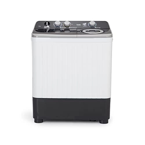 Haier 7 Kg Semi-Automatic Top Loading Washing Machine with 1300 RPM, Castors (HTW70-186S, Grey)