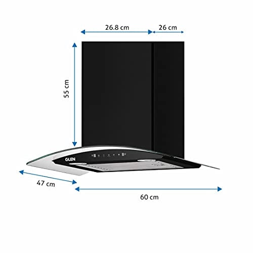 GLEN Kitchen Chimney 60 cm 1200m3/hr Auto-Clean(6063 Black)
