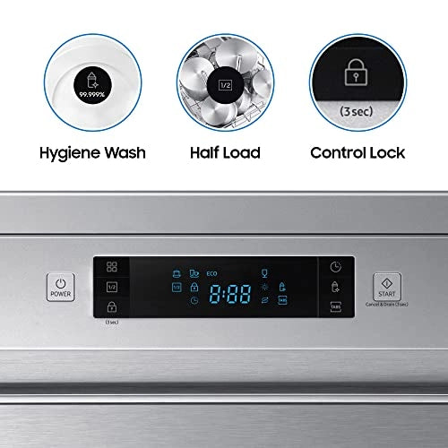 Samsung 13 Place Setting Freestanding Dishwasher with Intensive Wash (DW60M5042FS/TL, Stainless Steel Tub,Hygiene Clean)