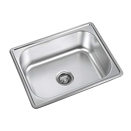 KAFF KSD 46 SB | Single Bowl Stainless Steel Sink | Anti Condensation Coating | Thick Sound Reduction pad on Bottom |with Strainer and Pipe