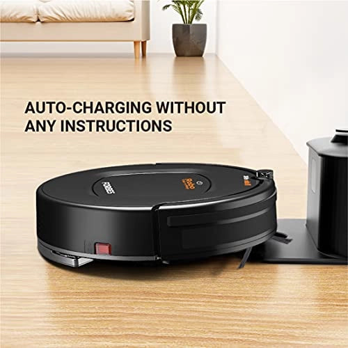 Eureka Forbes Robo Vac N Mop with Powerful Suction, 3 in 1 Robotic Vacuum Cleaner (Dry Suction+Mopping+UV Action+Remote Control), Works on on Tiles, Carpets and Wooden Floors (Black)