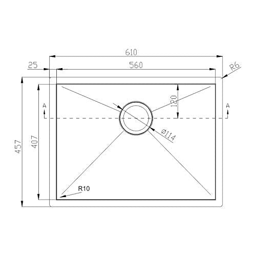 Kaff kitchen sink Stainless Steel Sink, Single Bowl KS610SB(R10) Silver