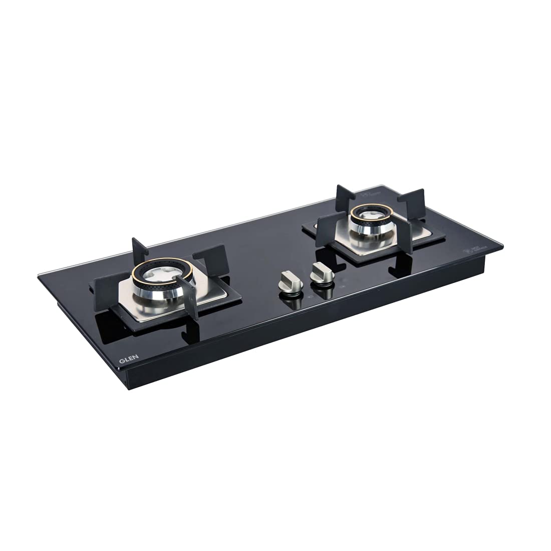 Glen 2 Burner Auto Ignition Built in Glass Hob 1022 SQ HT DB