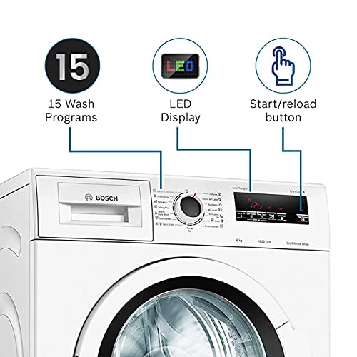 Bosch 6 kg 5 Star Inverter Fully Automatic Front Loading Washing Machine with In - built Heater (WLJ2016WIN, White )