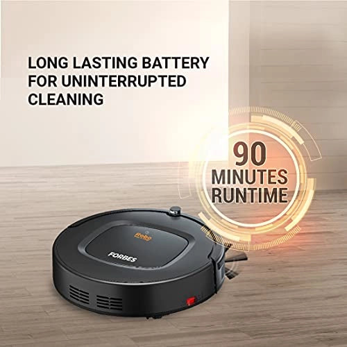Eureka Forbes Robo Vac N Mop with Powerful Suction, 3 in 1 Robotic Vacuum Cleaner (Dry Suction+Mopping+UV Action+Remote Control), Works on on Tiles, Carpets and Wooden Floors (Black)