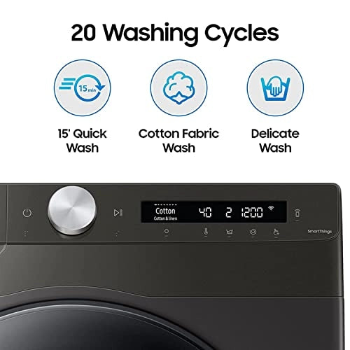 Samsung 7 Kg 5 Star AI Control & Wi-Fi, Fully-Automatic Front Loading Washing Machine (WW70T502NAN1TL, Digital Inverter)
