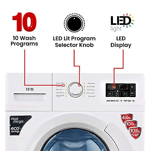 IFB 7 Kg 5 Star Fully-Automatic Front Loading Washing Machine (Neo Diva VX, White, Cradle wash,3D Wash Technology)