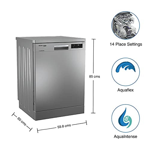 Voltas Beko 14 Place Setting Standard Dishwasher, AquaFlex, AquaIntense (DF14S2,Silver)
