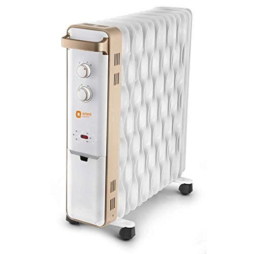Orient Electric Ultra Comfort 11 Fin Oil Filled Radiator Room Heater (White, Gold)