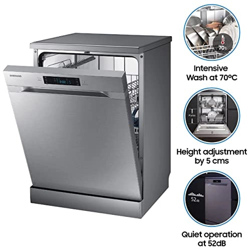 Samsung 13 Place Setting Freestanding Dishwasher with Intensive Wash (DW60M5042FS/TL, Stainless Steel Tub,Hygiene Clean)
