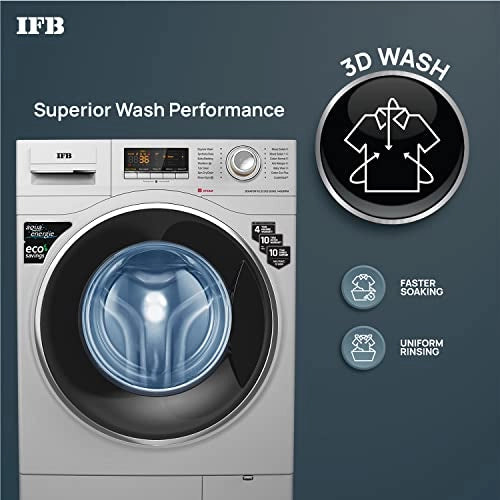 IFB 8 Kg 5 Star Front Load Washing Machine 2X Power Dual Steam (SENATOR PLUS SXS 8014, Silver,Hard Water Wash)