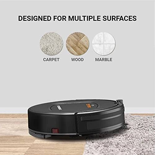 Eureka Forbes Robo Vac N Mop with Powerful Suction, 3 in 1 Robotic Vacuum Cleaner (Dry Suction+Mopping+UV Action+Remote Control), Works on on Tiles, Carpets and Wooden Floors (Black)