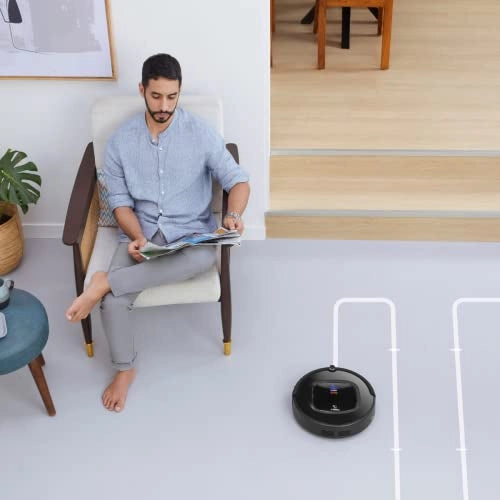 Eureka Forbes Robo Vac N Mop with Powerful Suction, 3 in 1 Robotic Vacuum Cleaner (Dry Suction+Mopping+UV Action+Remote Control), Works on on Tiles, Carpets and Wooden Floors (Black)