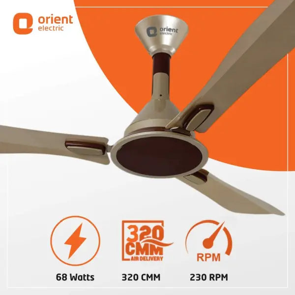 Orient Electric Areta 48 Inch 68 Watt Decorative Ceiling Fan (Golden Beige and Coffee)