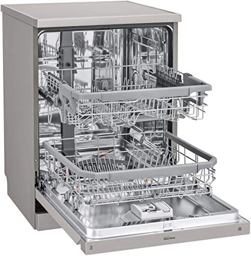 LG 14 Place Settings Wi - Fi Dishwasher (DFB424FP, Silver, Silent Operation, Tough Stain Removal, Adjustable racks )