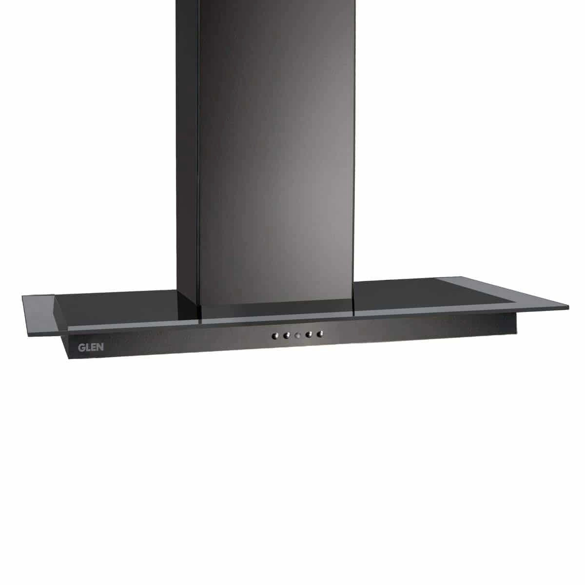 Glen Black Kitchen Chimney 6062 60cm 1000 m3/h Baffle Filter & Glen 4 Burner Gas Stove 1043 GT Brass Burner Black Cooktop