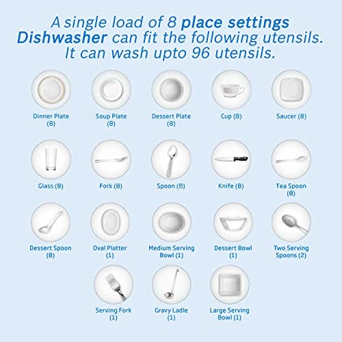 Voltas Beko 8 Place Settings Table Top Dishwasher (DT8S, Silver, Inbuilt Heater)
