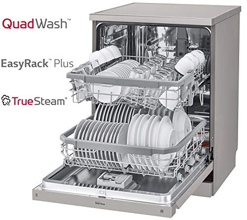 LG 14 Place Settings Wi - Fi Dishwasher (DFB424FP, Silver, Silent Operation, Tough Stain Removal, Adjustable racks )