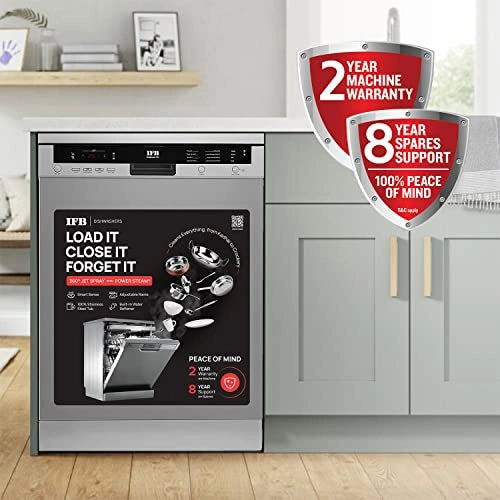 IFB 12 Place Settings Hot Water Wash Free Standing Dishwasher (Neptune VX, Dark Silver,With Heater, for Indian Utensils)