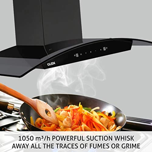 Glen Senza 90 cm 1050 m3/hr Filterless Auto clean Chimney -Gesture Control, black, 90cm (CH60CTACBL90FL)