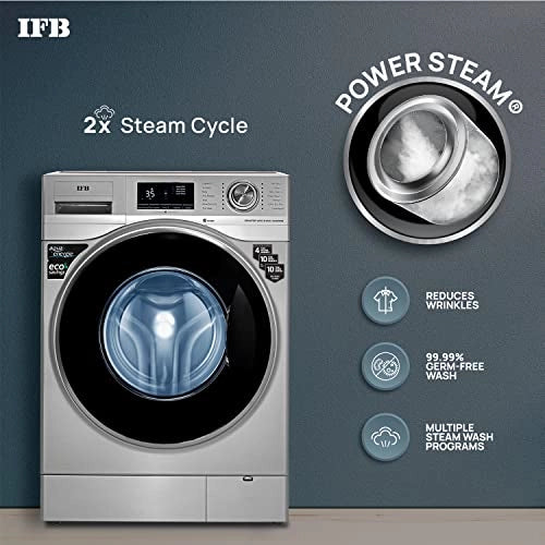 IFB 8 Kg 5 Star Front Load Washing Machine 2X Power Dual Steam (SENATOR WSS 8014, Silver, Hard Water Wash)