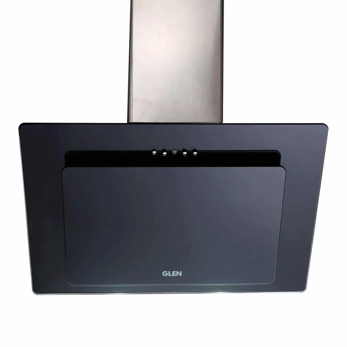 Glen 60cm 1000 m3/hr Designer Ductless Chimney (6079 Push Buttons, Baffle Filter Black) + Glen 1043 GT Brass Burner Black Cooktop