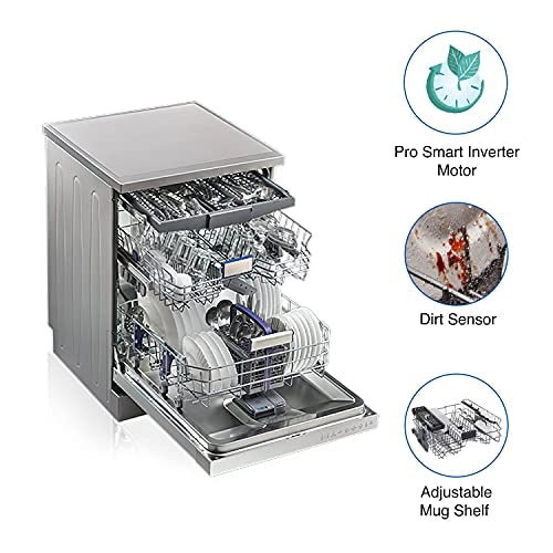 Voltas Beko 14 Place Setting Standard Dishwasher, AquaFlex, AquaIntense (DF14S2,Silver)