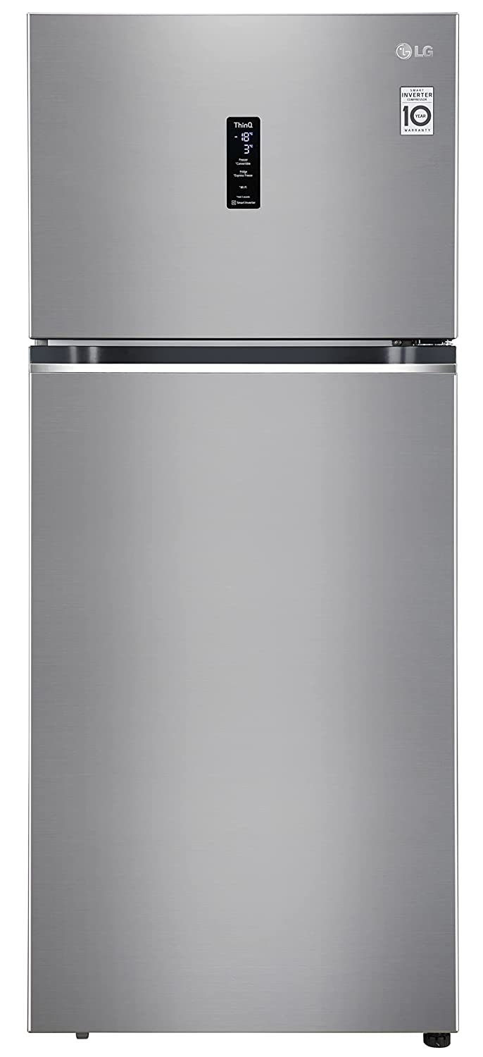 LG 398 L 3 Star Frost-Free Smart Inverter Wi-Fi Double Door Refrigerator (GL-T422VPZX, Shiny Steel, Convertible with Door Cooling+, Gross Volume- 423 L)