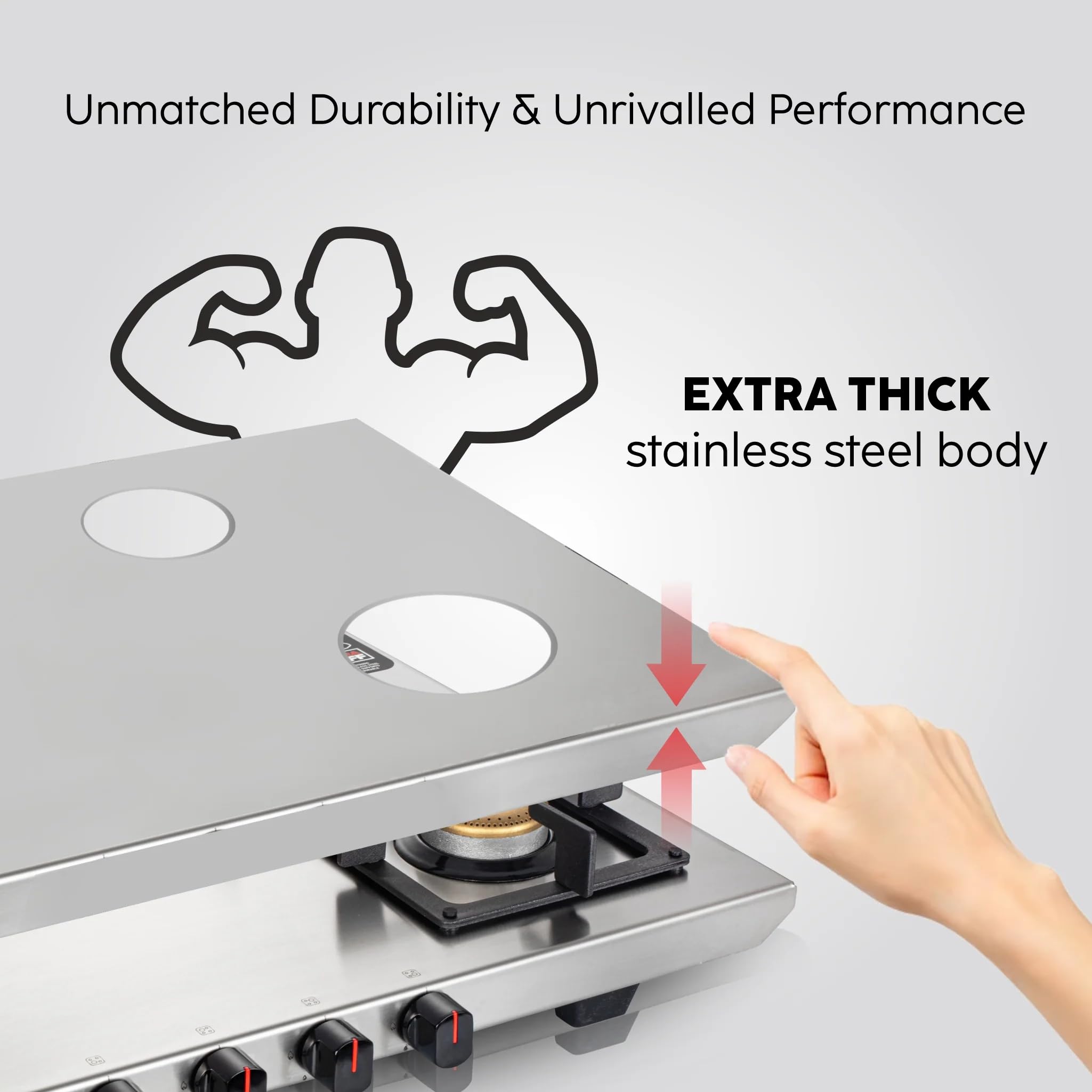 க்ளென் 3 பர்னர் அல்ட்ரா டஃப் ஸ்டெயின்லெஸ் ஸ்டீல் கேஸ் ஸ்டவ் | வெள்ளி | 5 வருட உத்தரவாதத்துடன் போலி பித்தளை பர்னர் | ஐஎஸ்ஐ சான்றளிக்கப்பட்டது | சுழலும் இன்லெட் முனை | தயாரிப்புக்கு 2 வருட உத்தரவாதம் | (CT1053UTSS73)