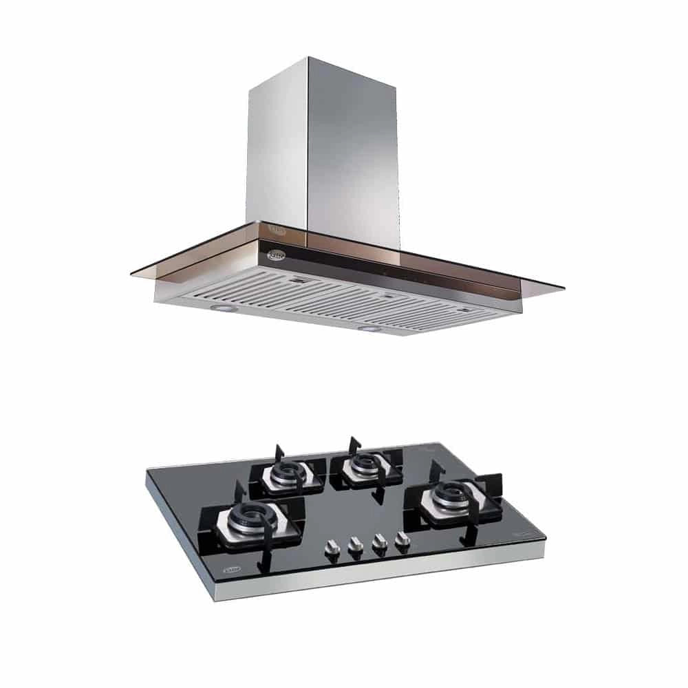 GLEN Kitchen Chimney GL 6062 TS Touch Control 60cm, 1250m3/h + Built in Hob GL 1074 SQFIN Combo Offer