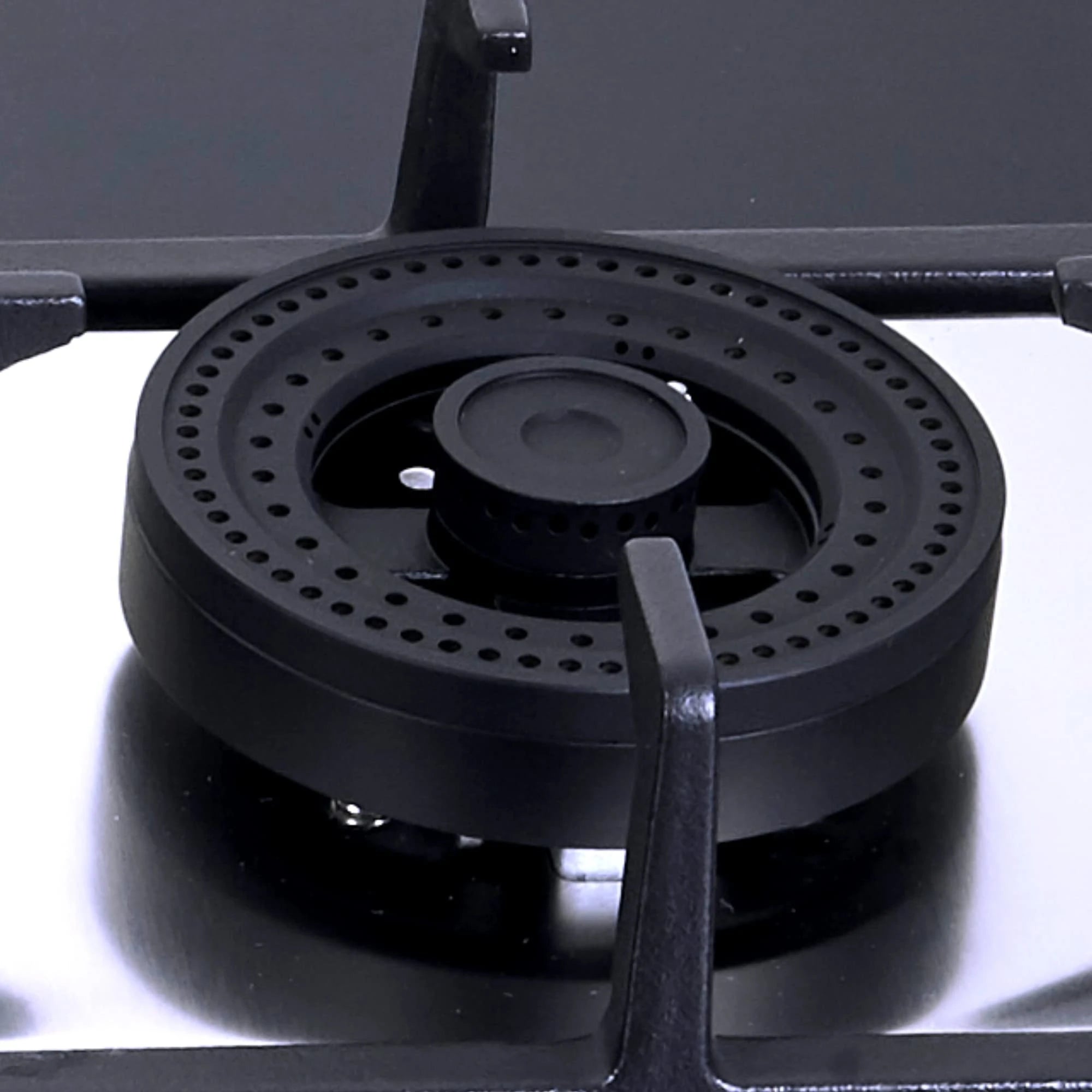 எலிகா ஹாப் 4 பர்னர் ஆட்டோ இக்னிஷன் கிளாஸ் டாப் வித் டைரக்ட் ஃபிளேம் அலுமினிய பித்தளை பர்னர்கள் - 2 சிறிய மற்றும் 2 மீடியம் கேஸ் ஸ்டவ் (IND FLEXI AB 470 DX DFS)