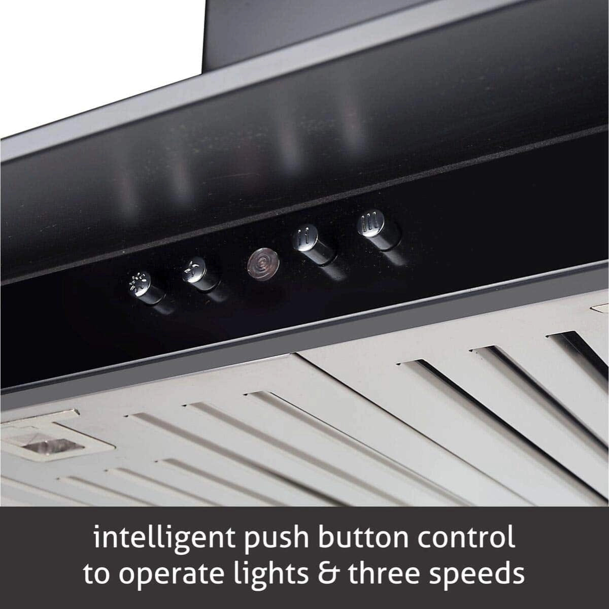 Glen Black Kitchen Chimney 6062 60cm 1000 m3/h Baffle Filter & Glen 4 Burner Gas Stove 1043 GT Brass Burner Black Cooktop