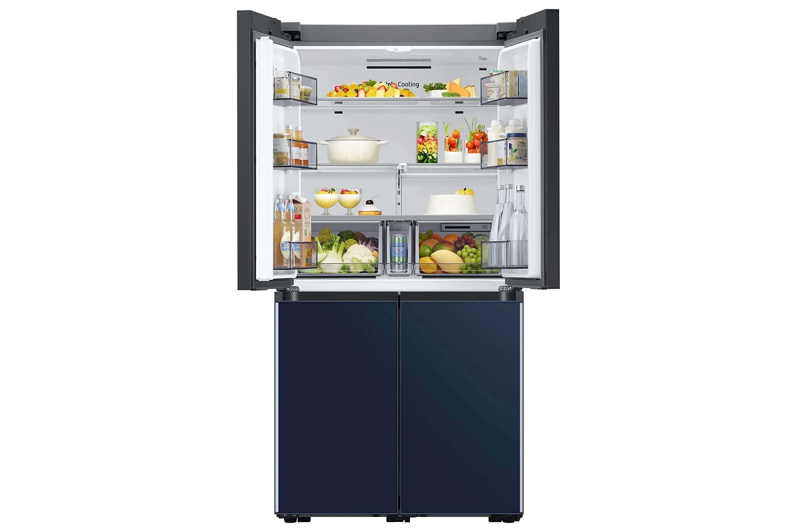 Samsung 670 L Triple Cooling Side-by-Side Refrigerator Appliance (RF63A91C377/TL, Glam White+Glam navy, Inverter Compressor)