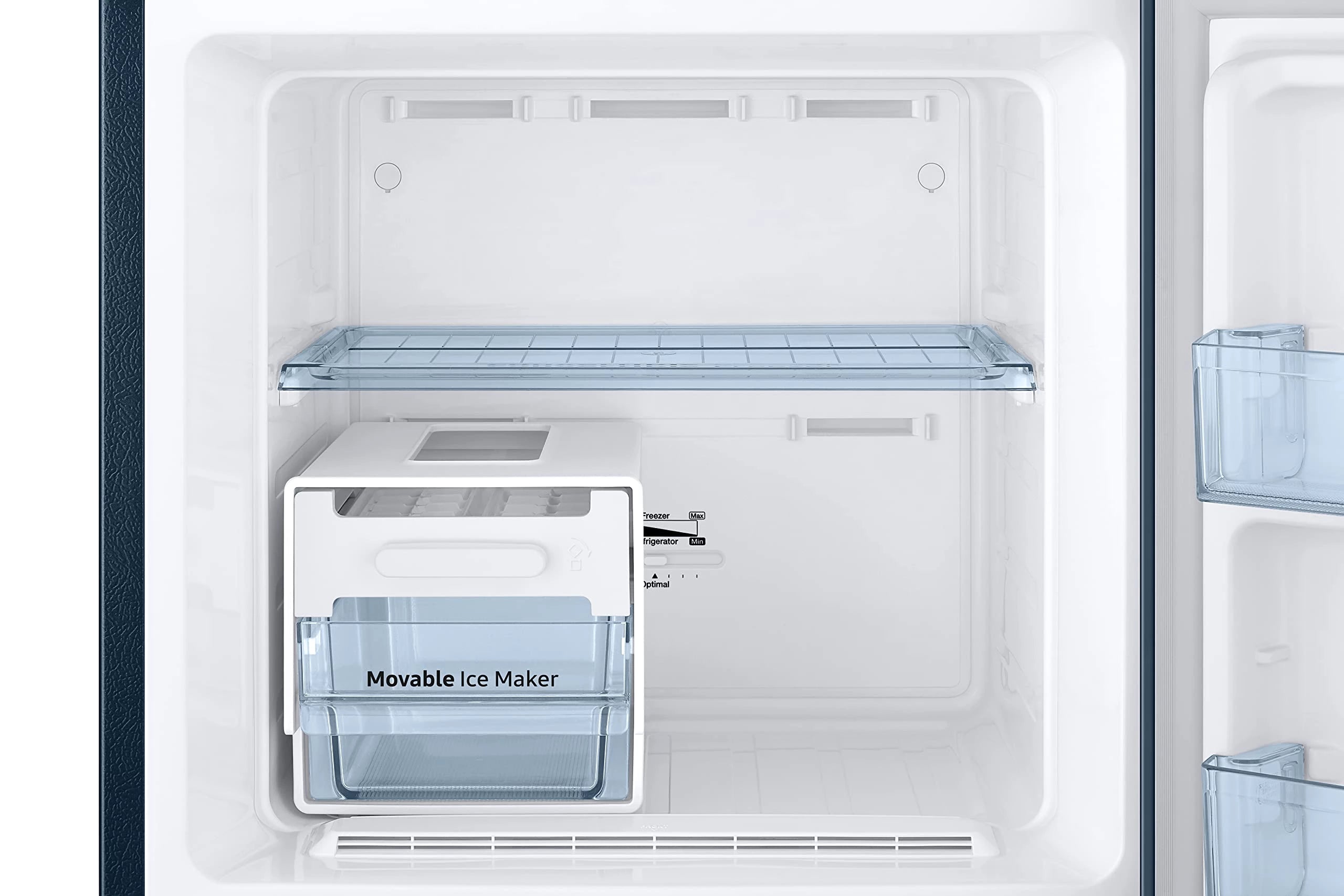 Samsung 236L 2 Star Inverter Frost-Free Double Door Refrigerator Appliance (RT28C3122CU/HL,Camellia Blue), Base Stand Drawer