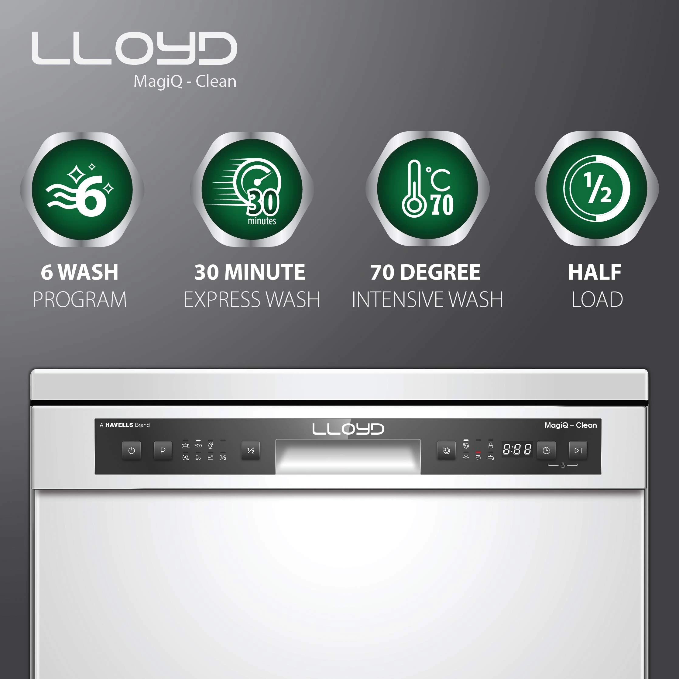 Havells-Lloyd 13 Place Settings Standard Dishwasher (LDWF13PSE1DD, Silver)