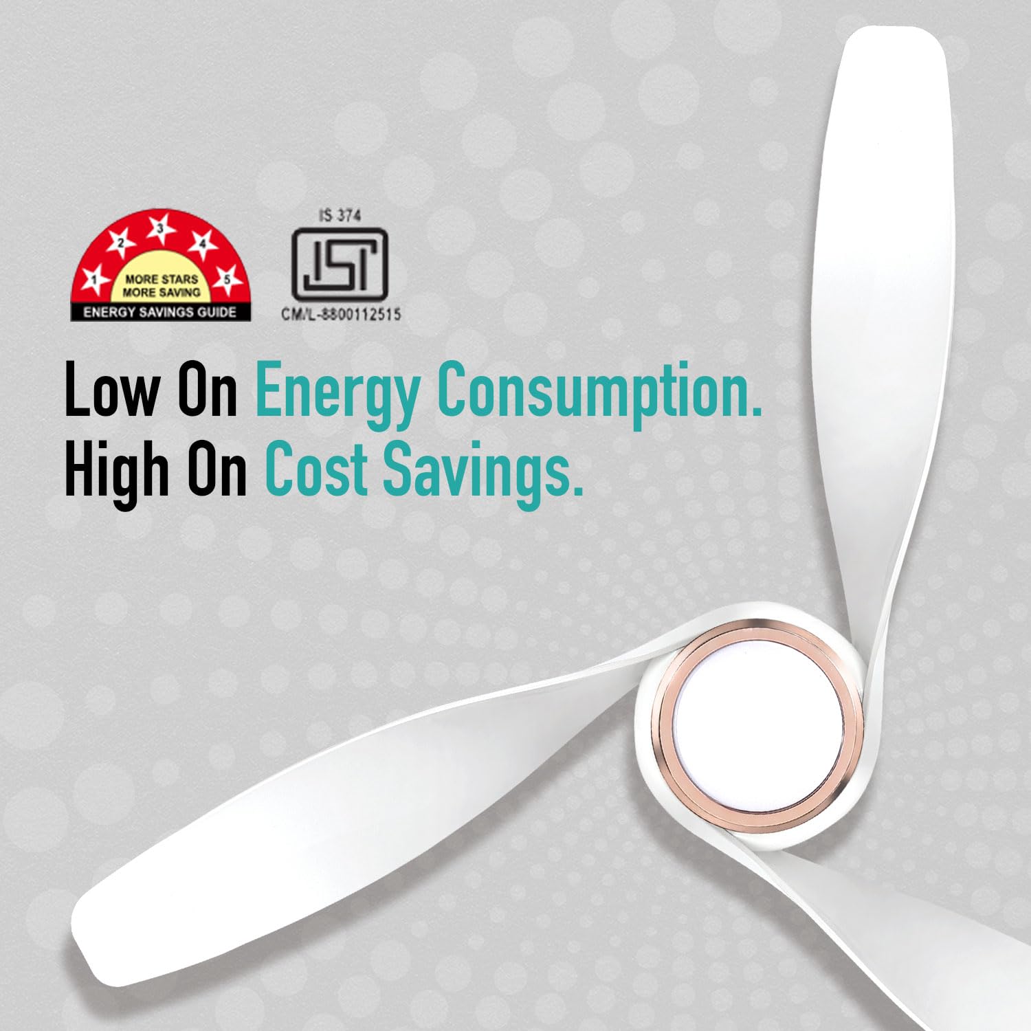 KUHL Twist L3 1320 mm 65% Power Saving BLDC Ceiling Fan | BEE 5 Star Rated & ISI Marked | High Air Flow | 5 Year Warranty on Motor By Brand | Free Installation | White