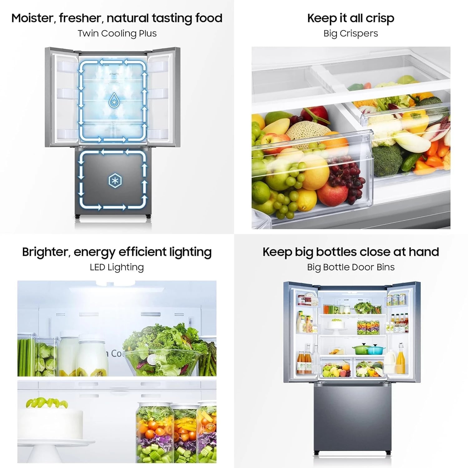 Samsung 550 L, Convertible, Digital Inverter, Frost Free French Door Refrigerator (RF57A5032S9/TL, Silver, Refined Inox)