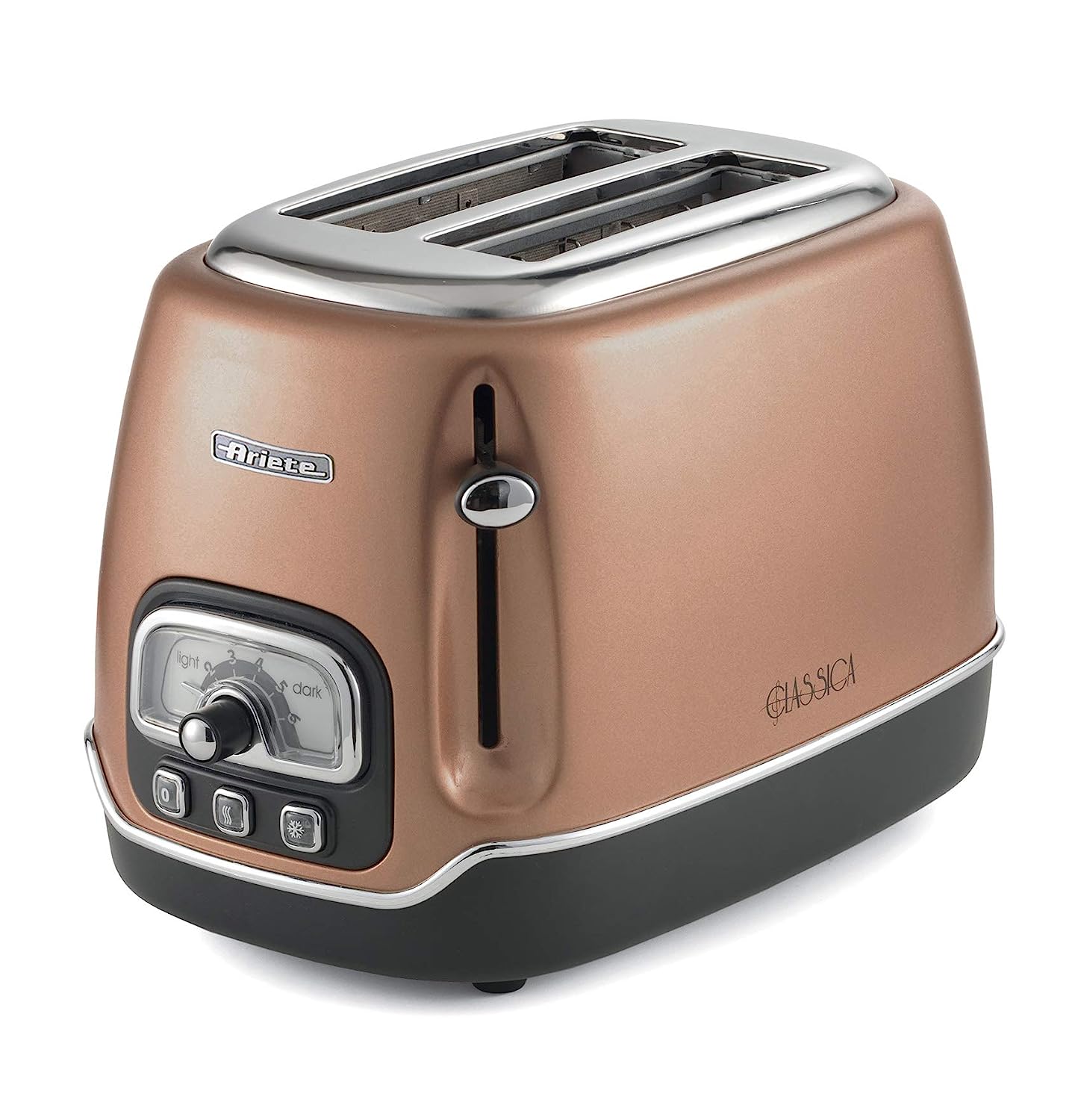 Ariete Tostapane Classica 158/38, Electric Toaster 2 Slices, Without Tongs, 815 W, 3 Functions, 6 Browning Levels, Copper